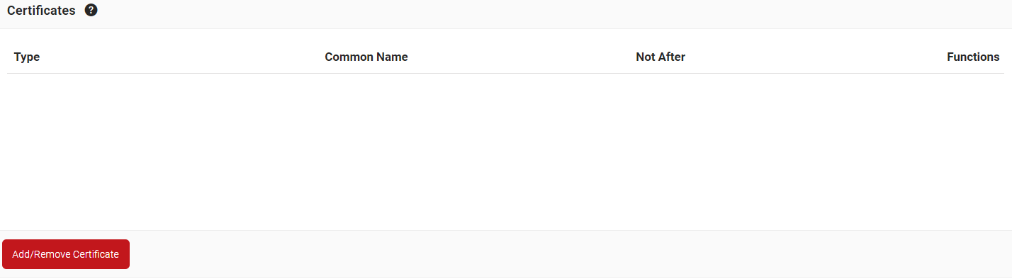 Network Profile — Certificates section with Add/Remove Certificate