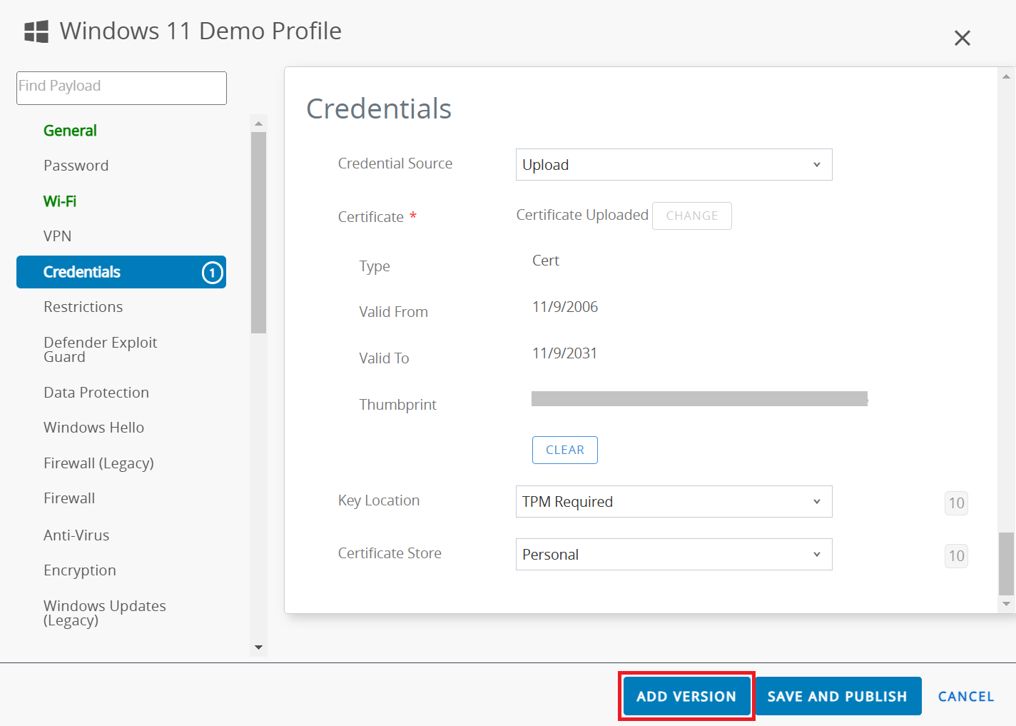 Credentials #2 — Certificate Store: Trusted Root