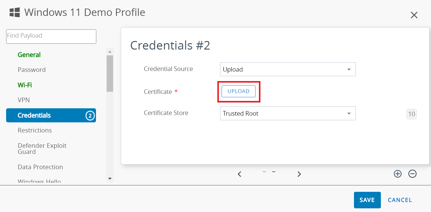Wi-Fi payload selected